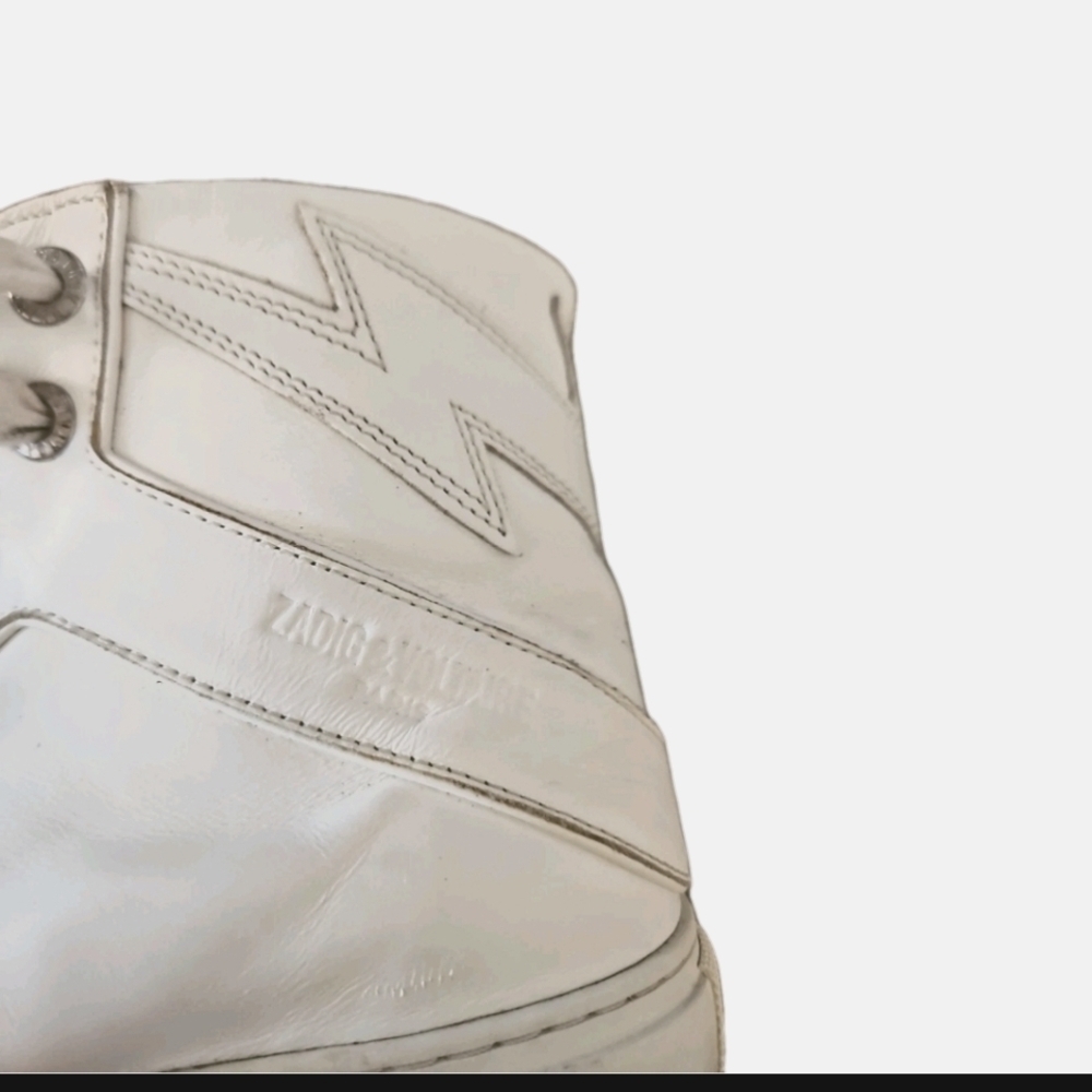 Zadig & Voltaire Womens White Leather ZV1747 High Flash Sneakers 37 - Picture 14 of 16
